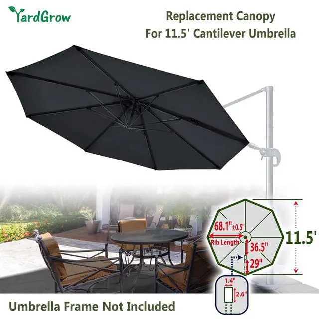 Alt view image 3 of 7 - YardGrow Patio Umbrella Canopy Replacement for 11.5' Roma Cantilever Patio Umbrella, Canopy ONLY, Frame NOT Included