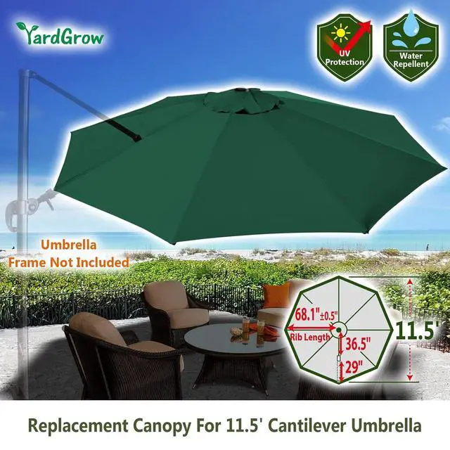Alt view image 2 of 7 - YardGrow Patio Umbrella Canopy Replacement for 11.5' Roma Cantilever Patio Umbrella, Canopy ONLY, Frame NOT Included
