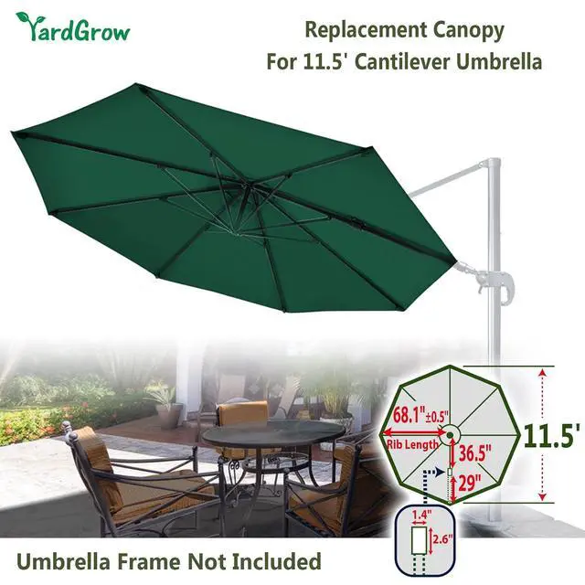 Alt view image 3 of 7 - YardGrow Patio Umbrella Canopy Replacement for 11.5' Roma Cantilever Patio Umbrella, Canopy ONLY, Frame NOT Included