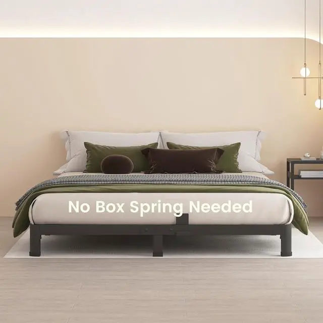 Alt view image 2 of 7 - MAF 4 Inch King Metal Platform Bed Frame with Round Corner Legs | Mattress Slide Stopper, 3000 LBS Heavy Duty Steel Slats Support, Noise Free, No Box Spring Needed, Easy Assembly, Anti-Slip