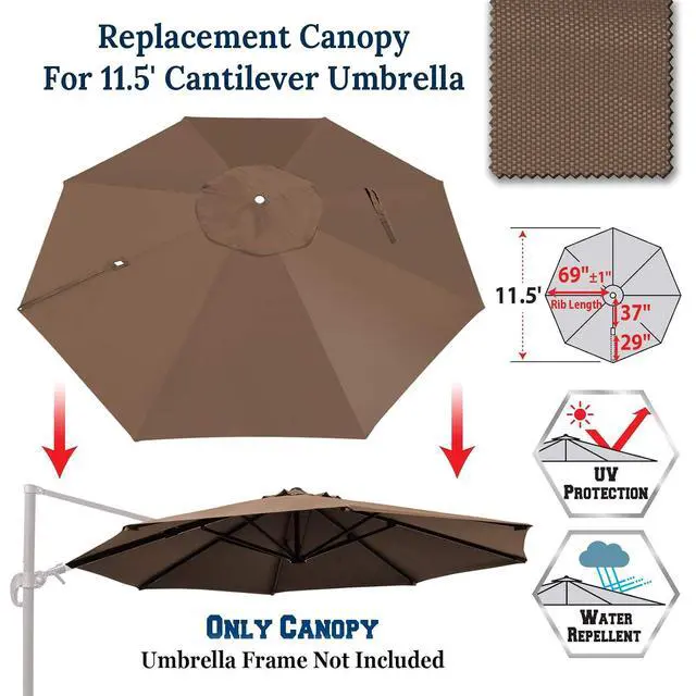 Alt view image 2 of 7 - YardGrow Patio Umbrella Canopy Replacement for 11.5' Roma Cantilever Patio Umbrella, Canopy ONLY, Frame NOT Included