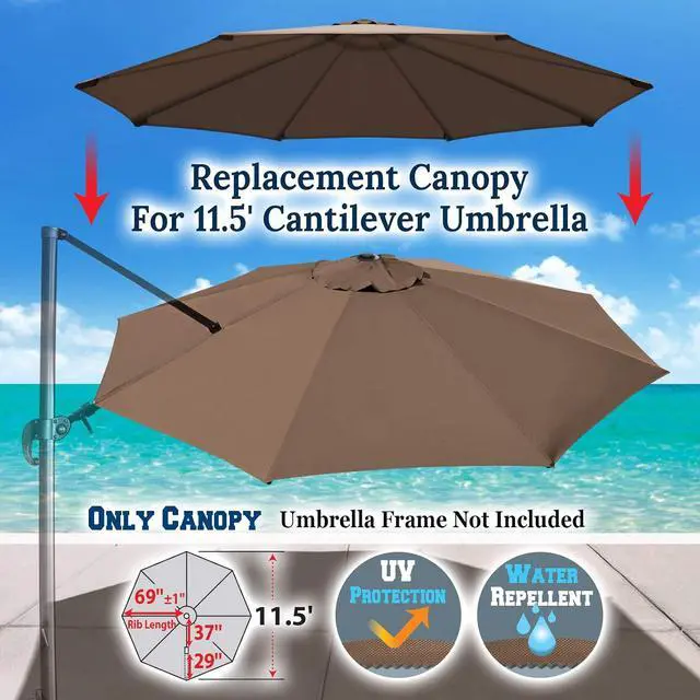 Alt view image 3 of 7 - YardGrow Patio Umbrella Canopy Replacement for 11.5' Roma Cantilever Patio Umbrella, Canopy ONLY, Frame NOT Included