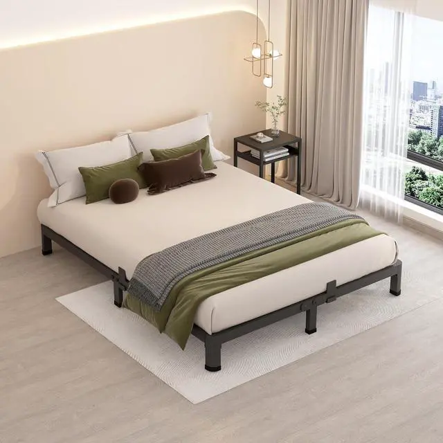 Alt view image 6 of 7 - MAF 4 Inch King Metal Platform Bed Frame with Round Corner Legs | Mattress Slide Stopper, 3000 LBS Heavy Duty Steel Slats Support, Noise Free, No Box Spring Needed, Easy Assembly, Anti-Slip