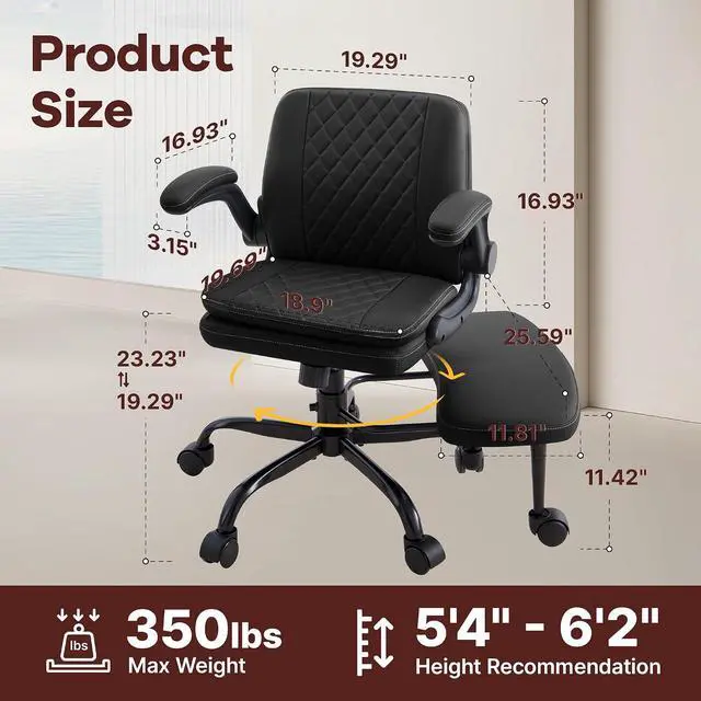 Alt view image 2 of 7 - AreShark Cross Legged Office Chair,ADHD Criss Cross Desk Chair with Wheels & Stretchable Rotating Footrest,Height Adjustable Wide Yoga Kneeling Meditation Chair with Flip-up Armrests Back Support