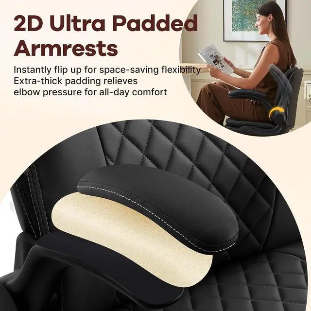 Alt view image 5 of 7 - AreShark Cross Legged Office Chair,ADHD Criss Cross Desk Chair with Wheels & Stretchable Rotating Footrest,Height Adjustable Wide Yoga Kneeling Meditation Chair with Flip-up Armrests Back Support