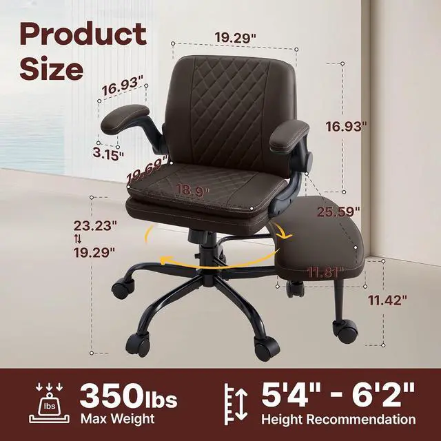 Alt view image 2 of 7 - AreShark Cross Legged Office Chair,ADHD Criss Cross Desk Chair with Wheels & Stretchable Rotating Footrest,Height Adjustable Wide Yoga Kneeling Meditation Chair with Flip-up Armrests Back Support
