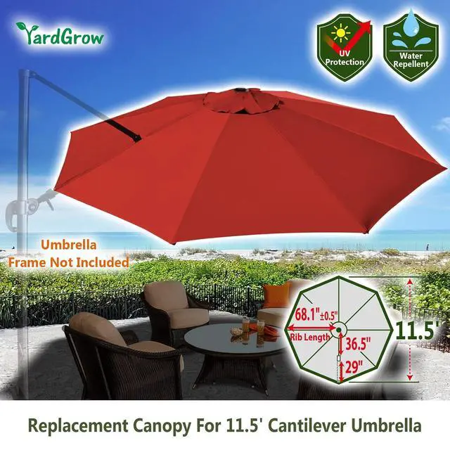 Alt view image 2 of 7 - YardGrow Patio Umbrella Canopy Replacement for 11.5' Roma Cantilever Patio Umbrella, Canopy ONLY, Frame NOT Included