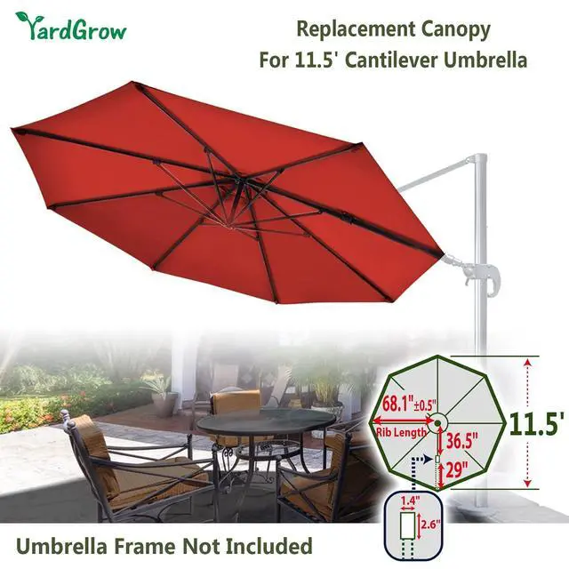 Alt view image 3 of 7 - YardGrow Patio Umbrella Canopy Replacement for 11.5' Roma Cantilever Patio Umbrella, Canopy ONLY, Frame NOT Included