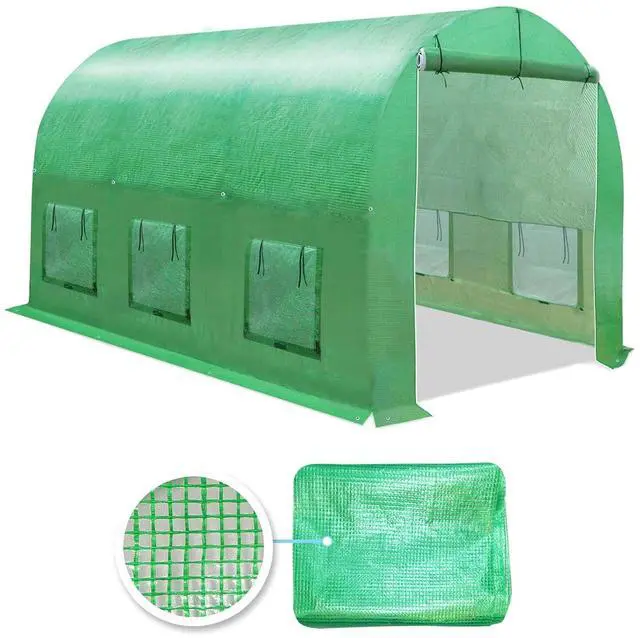 Main image of YardGrow Greenhouse Replacement Cover Larger Walk in Outdoor Plant Gardening Greenhouse (Frame Does NOT Included) (Green, 12'x7'x7')