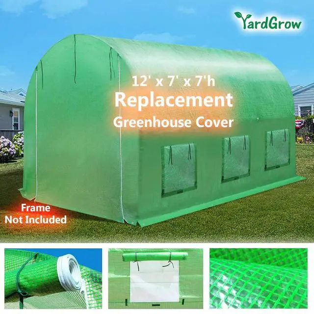 Alt view image 3 of 7 - YardGrow Greenhouse Replacement Cover Larger Walk in Outdoor Plant Gardening Greenhouse (Frame Does NOT Included) (Green, 12'x7'x7')