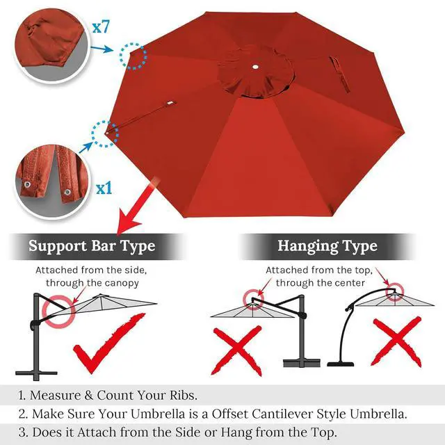 Alt view image 5 of 7 - YardGrow Patio Umbrella Canopy Replacement for 11.5' Roma Cantilever Patio Umbrella, Canopy ONLY, Frame NOT Included