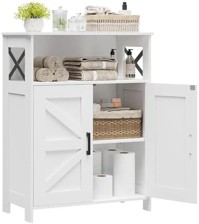 Main image of Homhedy Farmhouse Bathroom Storage Cabinet with Doors, Small Floor Cabinet | Toilet Paper Cabinet with Adjustable Shelf, Freestanding Storage Cabinet for Kitchen/Laundry/Living Room, 24"W, White