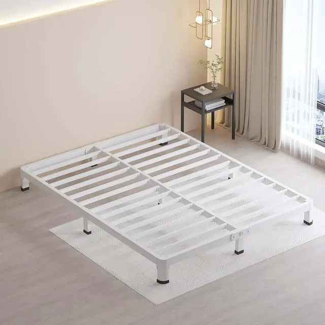 Alt view image 7 of 7 - MAF 4 Inch Queen Metal Platform Bed Frame White with Round Corner Legs | Mattress Slide Stopper, 3000 LBS Heavy Duty Steel Slats Support, Noise Free, No Box Spring Needed, Easy Assembly, Anti-Slip