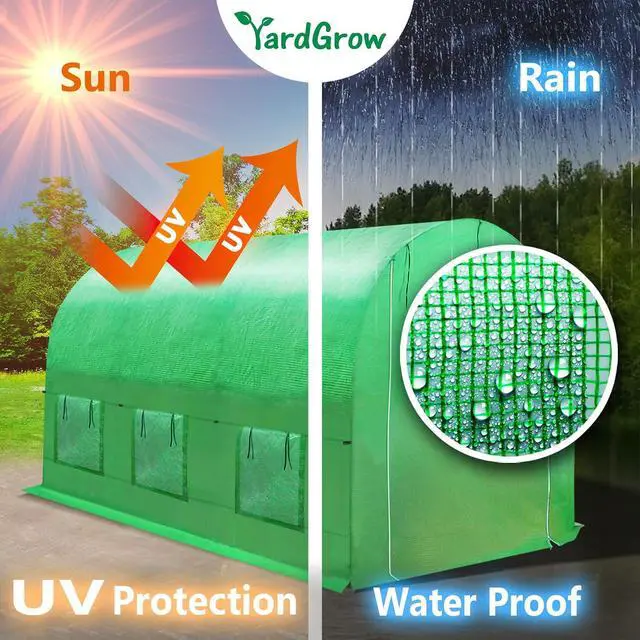 Alt view image 4 of 7 - YardGrow Greenhouse Replacement Cover Larger Walk in Outdoor Plant Gardening Greenhouse, Cover ONLY, Frame Does NOT Included (20x10x7 FT)