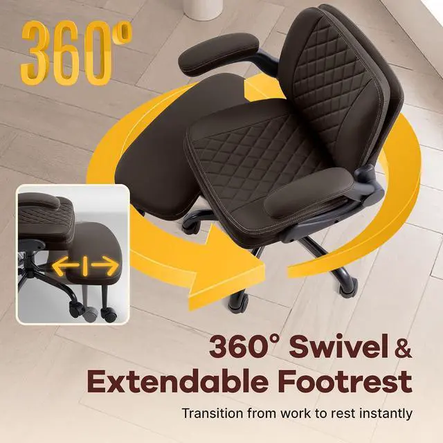 Alt view image 3 of 7 - AreShark Cross Legged Office Chair,ADHD Criss Cross Desk Chair with Wheels & Stretchable Rotating Footrest,Height Adjustable Wide Yoga Kneeling Meditation Chair with Flip-up Armrests Back Support