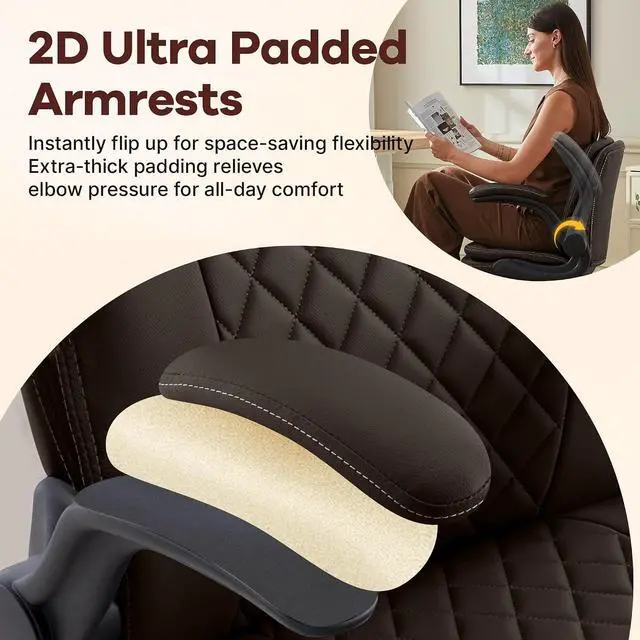 Alt view image 5 of 7 - AreShark Cross Legged Office Chair,ADHD Criss Cross Desk Chair with Wheels & Stretchable Rotating Footrest,Height Adjustable Wide Yoga Kneeling Meditation Chair with Flip-up Armrests Back Support