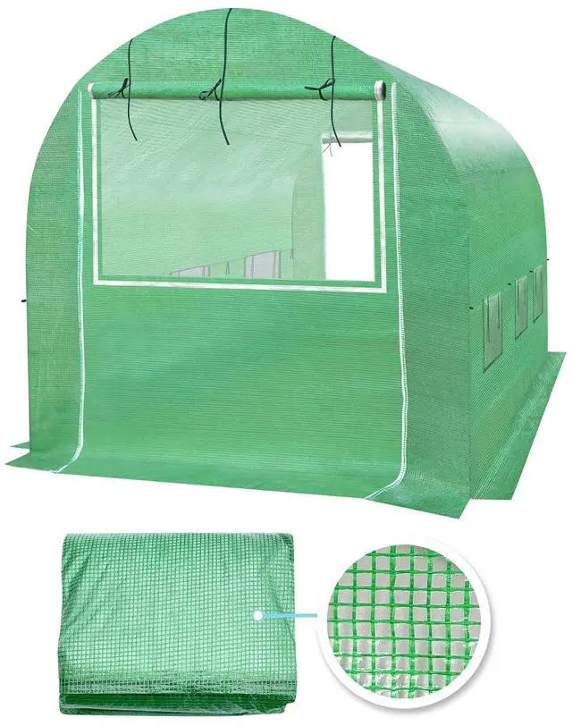 Main image of YardGrow Greenhouse Replacement Cover Larger Walk in Outdoor Plant Gardening Greenhouse, 2-Doors with 2 Mesh Windows, Frame Does NOT Included (10'x7'x7')