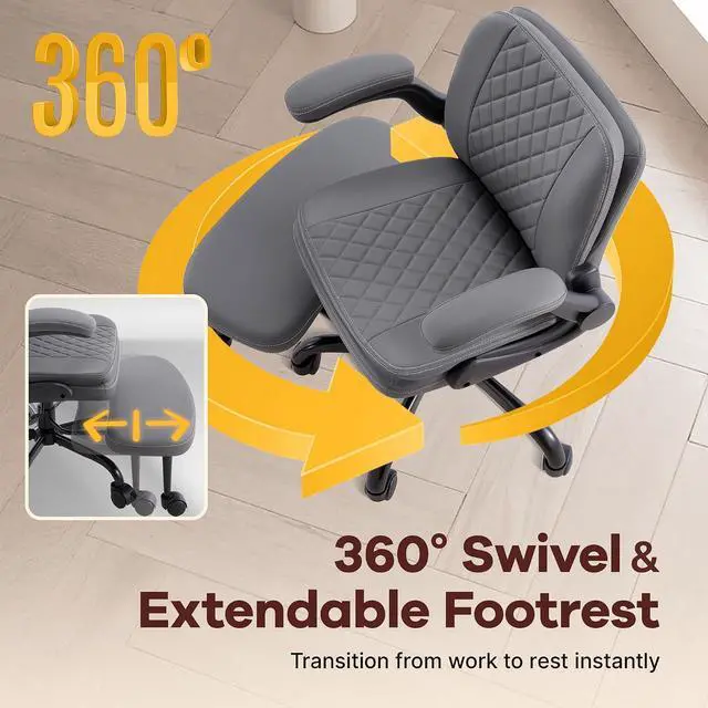 Alt view image 3 of 7 - AreShark Cross Legged Office Chair,ADHD Criss Cross Desk Chair with Wheels & Stretchable Rotating Footrest,Height Adjustable Wide Yoga Kneeling Meditation Chair with Flip-up Armrests Back Support