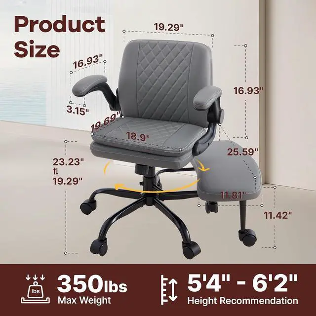 Alt view image 2 of 7 - AreShark Cross Legged Office Chair,ADHD Criss Cross Desk Chair with Wheels & Stretchable Rotating Footrest,Height Adjustable Wide Yoga Kneeling Meditation Chair with Flip-up Armrests Back Support