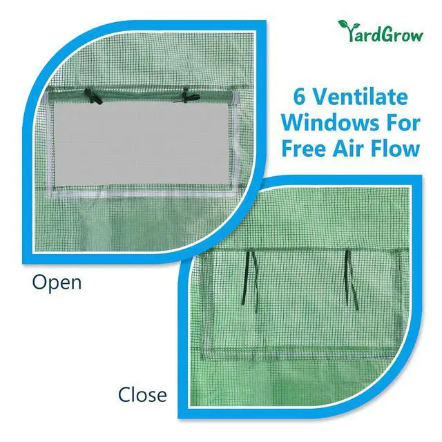 Alt view image 5 of 7 - YardGrow Greenhouse Replacement Cover Larger Walk in Outdoor Plant Gardening Greenhouse, 2-Doors with 2 Mesh Windows, Frame Does NOT Included (10'x7'x7')