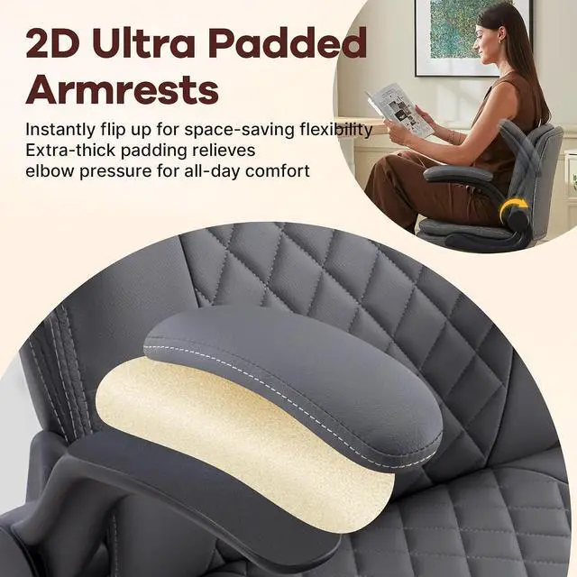 Alt view image 5 of 7 - AreShark Cross Legged Office Chair,ADHD Criss Cross Desk Chair with Wheels & Stretchable Rotating Footrest,Height Adjustable Wide Yoga Kneeling Meditation Chair with Flip-up Armrests Back Support