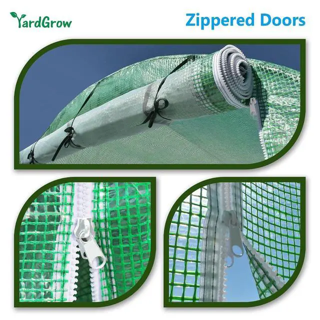 Alt view image 6 of 7 - YardGrow Greenhouse Replacement Cover Larger Walk in Outdoor Plant Gardening Greenhouse, 2-Doors with 2 Mesh Windows, Cover ONLY, Frame Does NOT Included (25x10x6.6 FT)