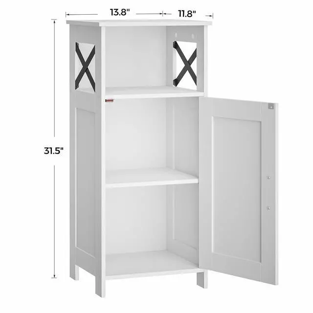 Alt view image 2 of 7 - Homhedy Farmhouse Bathroom Storage Cabinet with Doors, Small Floor Cabinet | Toilet Paper Cabinet with Adjustable Shelf, Freestanding Storage Cabinet for Kitchen/Laundry/Living Room, 14"W, White