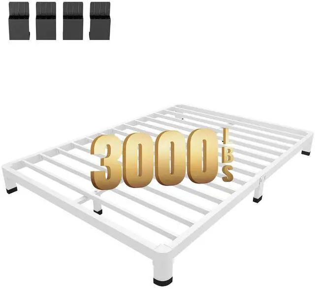 Main image of MAF 14 Inch Twin Metal Platform Bed Frame White with Round Corner Legs | Mattress Slide Stopper, 3000 LBS Heavy Duty Steel Slats Support, Noise Free, No Box Spring Needed, Easy Assembly, Anti-Slip