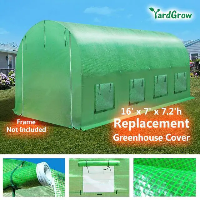 Alt view image 2 of 7 - YardGrow Greenhouse Replacement Cover Larger Walk in Outdoor Plant Gardening Greenhouse (Frame Does NOT Included) (Green, 16'x7'x7')