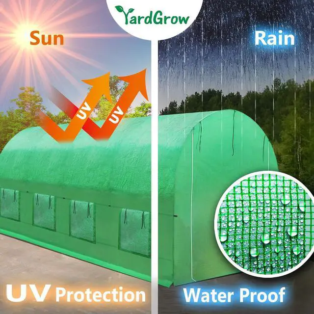 Alt view image 4 of 7 - YardGrow Greenhouse Replacement Cover Larger Walk in Outdoor Plant Gardening Greenhouse (Frame Does NOT Included) (Green, 16'x7'x7')