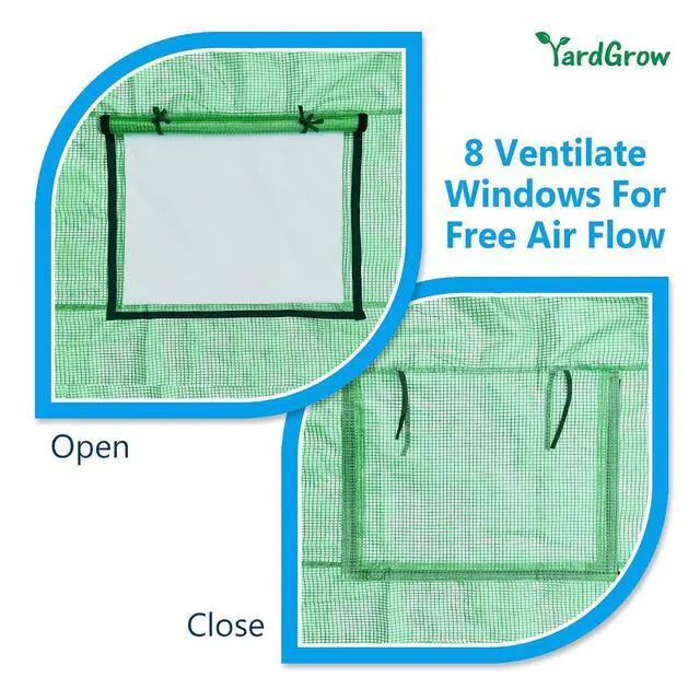 Alt view image 5 of 7 - YardGrow Greenhouse Replacement Cover Larger Walk in Outdoor Plant Gardening Greenhouse (Frame Does NOT Included) (Green, 16'x7'x7')