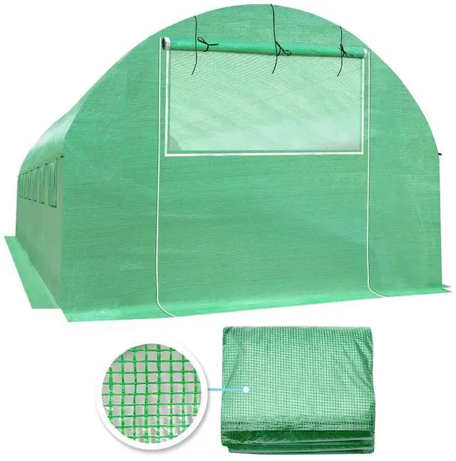 Main image of YardGrow Greenhouse Replacement Cover Larger Walk in Outdoor Plant Gardening Greenhouse, 2-Doors with 2 Mesh Windows, Frame Does NOT Included (26'x10'x7')