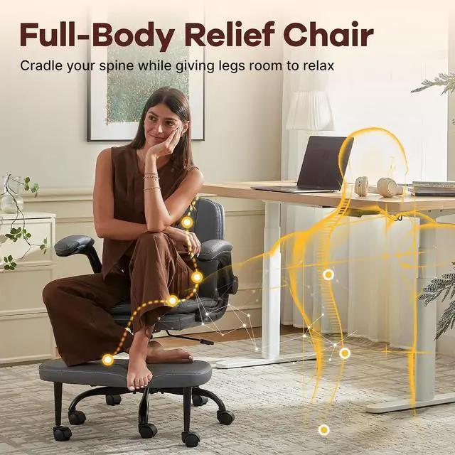 Alt view image 6 of 7 - AreShark Cross Legged Office Chair,ADHD Criss Cross Desk Chair with Wheels & Stretchable Rotating Footrest,Height Adjustable Wide Yoga Kneeling Meditation Chair with Flip-up Armrests Back Support