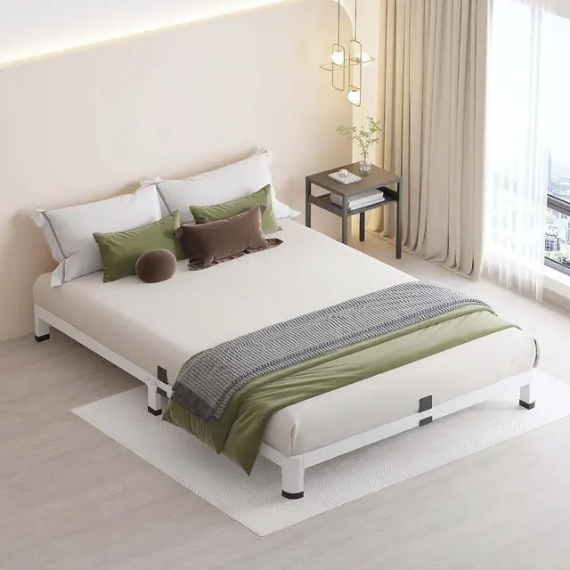 Alt view image 2 of 7 - MAF 14 Inch Twin Metal Platform Bed Frame White with Round Corner Legs | Mattress Slide Stopper, 3000 LBS Heavy Duty Steel Slats Support, Noise Free, No Box Spring Needed, Easy Assembly, Anti-Slip