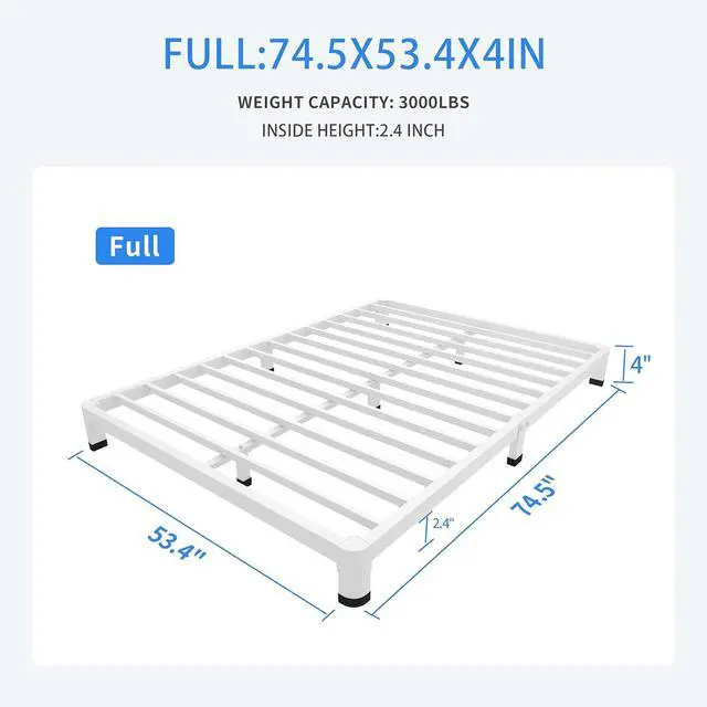 Alt view image 3 of 7 - MAF 14 Inch Twin Metal Platform Bed Frame White with Round Corner Legs | Mattress Slide Stopper, 3000 LBS Heavy Duty Steel Slats Support, Noise Free, No Box Spring Needed, Easy Assembly, Anti-Slip
