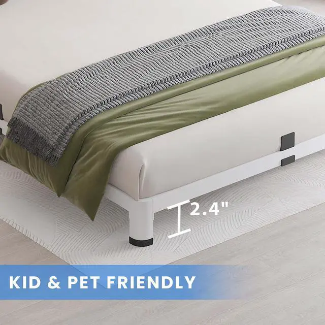 Alt view image 5 of 7 - MAF 14 Inch Twin Metal Platform Bed Frame White with Round Corner Legs | Mattress Slide Stopper, 3000 LBS Heavy Duty Steel Slats Support, Noise Free, No Box Spring Needed, Easy Assembly, Anti-Slip