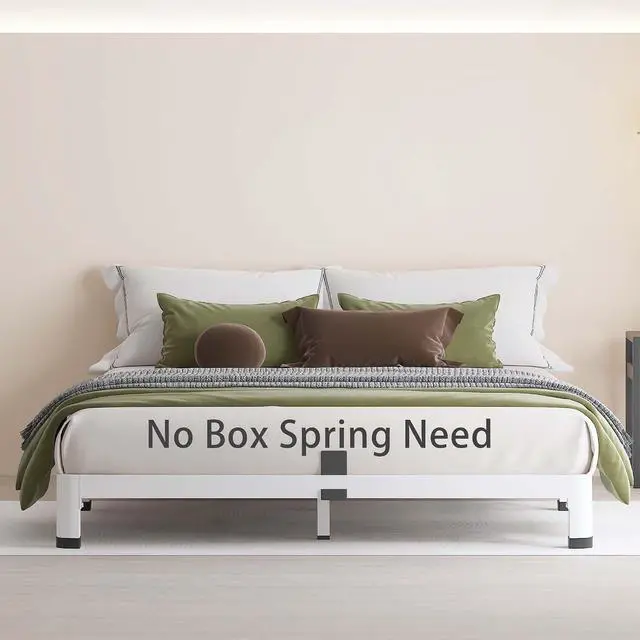 Alt view image 6 of 7 - MAF 14 Inch Twin Metal Platform Bed Frame White with Round Corner Legs | Mattress Slide Stopper, 3000 LBS Heavy Duty Steel Slats Support, Noise Free, No Box Spring Needed, Easy Assembly, Anti-Slip