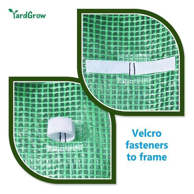 Alt view image 7 of 7 - YardGrow Greenhouse Replacement Cover Larger Walk in Outdoor Plant Gardening Greenhouse, 2-Doors with 2 Mesh Windows, Frame Does NOT Included (26'x10'x7')