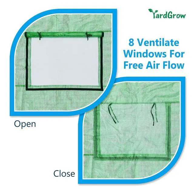 Alt view image 4 of 7 - YardGrow Greenhouse Replacement Cover Larger Walk in Outdoor Plant Gardening Greenhouse (Frame Does NOT Included) (Green, 20'x10'x7')