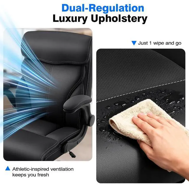 Alt view image 7 of 7 - AreShark Office Chair - Executive High Back Breathable Comfy Desk Chair with Lumbar Support - Ergonomic Leather Rolling Swivel Computer Chair with Rock Function for Working Studying Gaming Relaxing