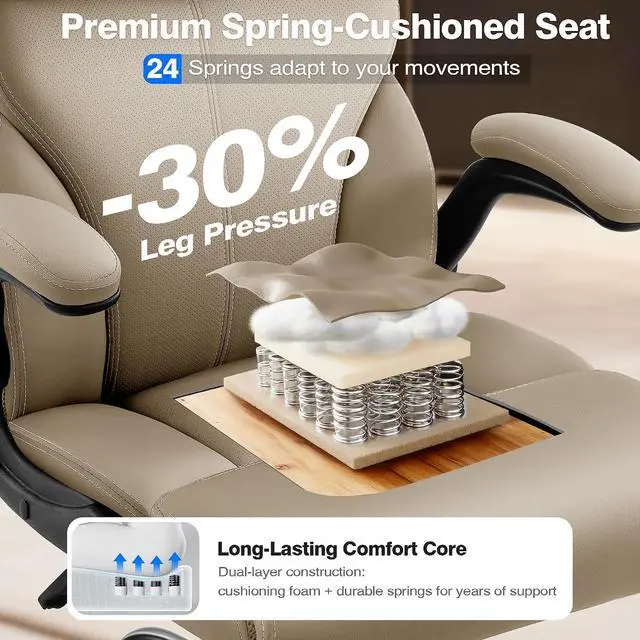Alt view image 4 of 7 - AreShark Office Chair - Executive High Back Breathable Comfy Desk Chair with Lumbar Support - Ergonomic Leather Rolling Swivel Computer Chair with Rock Function for Working Studying Gaming Relaxing