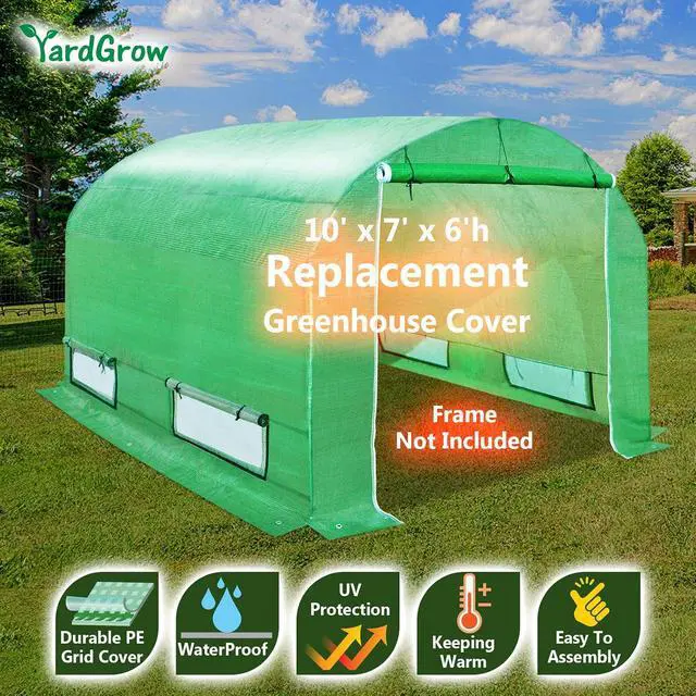 Alt view image 2 of 7 - YardGrow Greenhouse Replacement Cover Larger Walk in Outdoor Plant Gardening Greenhouse (Frame Does NOT Included) (Green, 10'x7'x6')