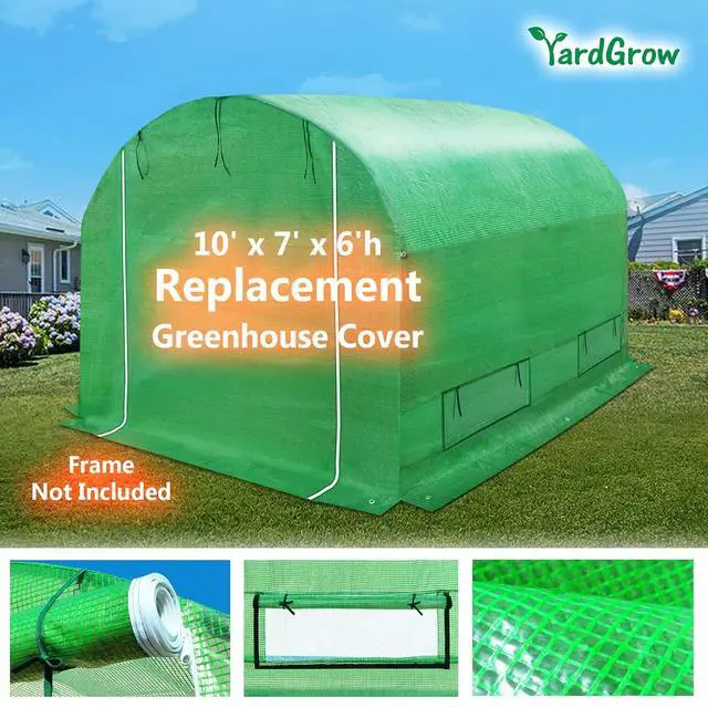 Alt view image 3 of 7 - YardGrow Greenhouse Replacement Cover Larger Walk in Outdoor Plant Gardening Greenhouse (Frame Does NOT Included) (Green, 10'x7'x6')