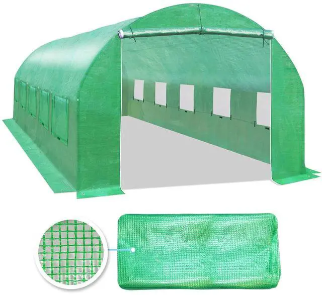 Main image of YardGrow Greenhouse Replacement Cover Larger Walk in Outdoor Plant Gardening Greenhouse (Frame Does NOT Included) (Green, 24.6'x10'x7')