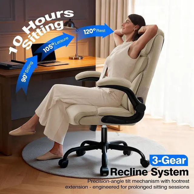 Alt view image 5 of 7 - AreShark Office Chair - Executive High Back Breathable Comfy Desk Chair with Lumbar Support - Ergonomic Leather Rolling Swivel Computer Chair with Rock Function for Working Studying Gaming Relaxing