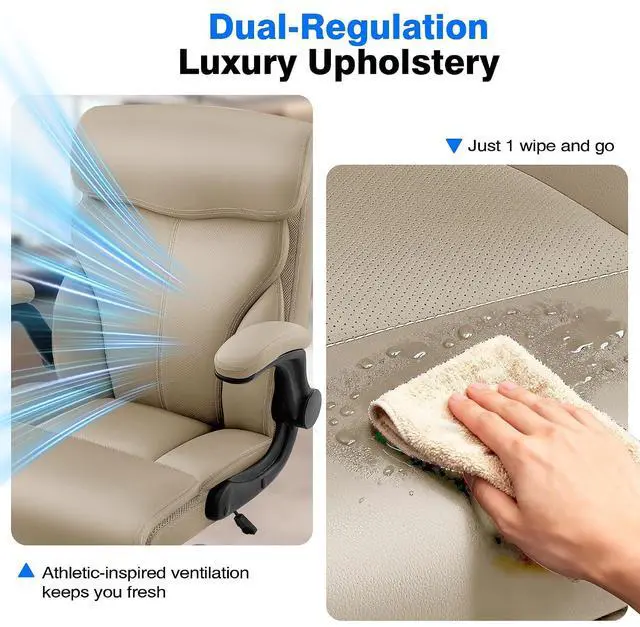 Alt view image 7 of 7 - AreShark Office Chair - Executive High Back Breathable Comfy Desk Chair with Lumbar Support - Ergonomic Leather Rolling Swivel Computer Chair with Rock Function for Working Studying Gaming Relaxing