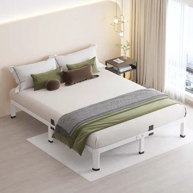 Alt view image 2 of 7 - MAF 7 Inch King Metal Platform Bed Frame White with Round Corner Legs | Mattress Slide Stopper, 3000 LBS Heavy Duty Steel Slats Support, Noise Free, No Box Spring Needed, Easy Assembly, Anti-Slip
