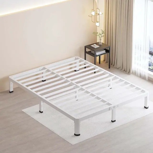Alt view image 7 of 7 - MAF 7 Inch King Metal Platform Bed Frame White with Round Corner Legs | Mattress Slide Stopper, 3000 LBS Heavy Duty Steel Slats Support, Noise Free, No Box Spring Needed, Easy Assembly, Anti-Slip