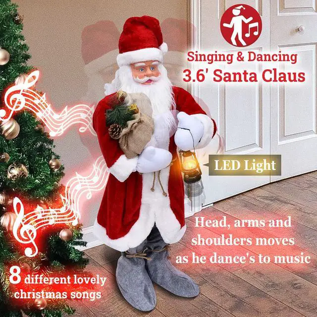 Alt view image 4 of 7 - YardGrow 3.6FT Christmas Animated Singing & Dancing Santa Life Size Santa Claus Xmas Decoration