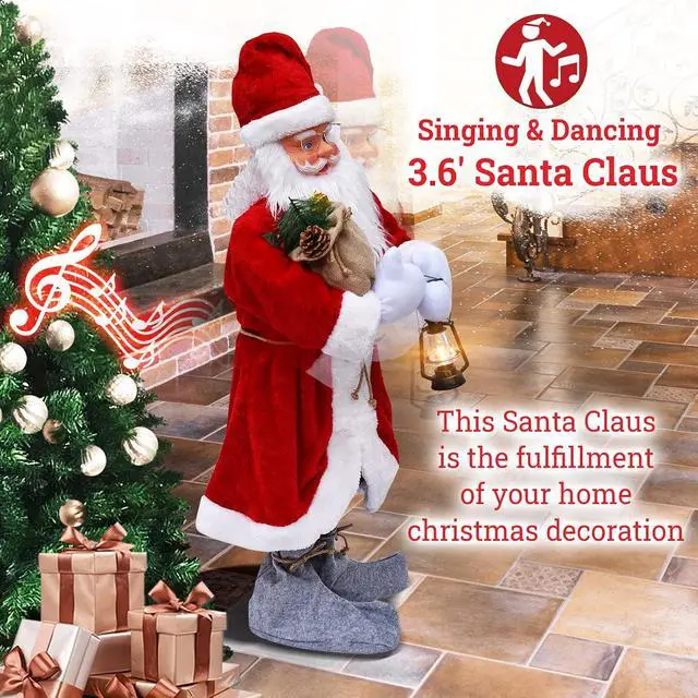 Alt view image 5 of 7 - YardGrow 3.6FT Christmas Animated Singing & Dancing Santa Life Size Santa Claus Xmas Decoration